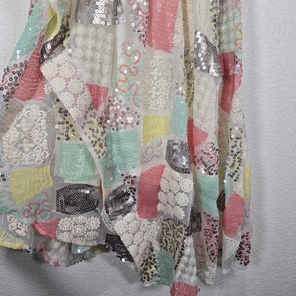 Anthropologie Eva Franco‎ Sequin Embellished Assymetric Midi Dress Multicolor - Picture 8 of 10